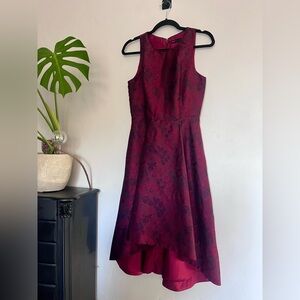 White House Black Market Burgundy High Low Dress